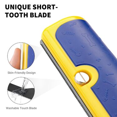 Щітка для собак та котів - двоколірна синьо-жовта, видаляє відмерле волосся та підшерсток, для собак та котів