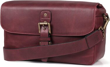 Чохол для камери MegaGear Torres: шкіряна сумка-месенджер для бездзеркальних, плівкових та DSLR камер, оливковий (бордовий)
