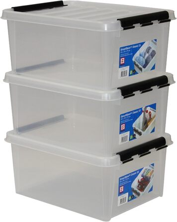 SmartStore 35083903 3-Piece Clipbox Smart Store Classic 15, 14 Liter, transparent