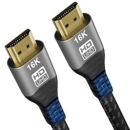 Кабель HDMI 2.2: Швидкий 2м, 96Gbps, 16K@60Hz, 12K/10K @120Hz, 8K@240Hz, 4K@480Hz, eARC, HDR10+, Dolby Atmos/Vision, HDCP 2.3, для PS5, Xbox, Soundbar, Fire TV, Laptop, HDTV
