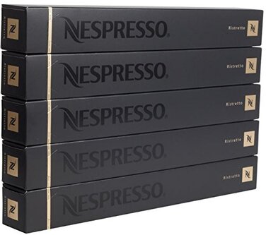 Капсули для кави Nespresso Ristretto, 50 шт., 5 коробок, подовжений термін дії