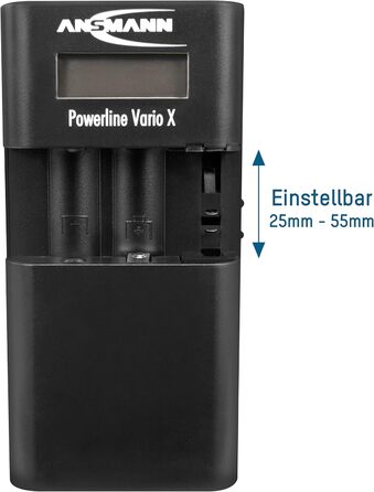 Зарядний пристрій Powerline 8 для акумуляторів AA/AAA з LED-дисплеєм, функцією визначення несправних акумуляторів та захистом від перезарядки (Powerline Vario)