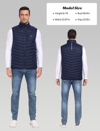 Чоловіча жилетка MoFiz: легка степна жилетка з коміром-стійкою, тепла, з підкладкою, гібридна, для активного відпочинку, роботи, гольфу, хайкінгу, темно-синього кольору