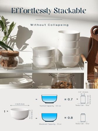 Набір супових тарілок DOWAN, 4 шт. (1100 мл, 300 мл), кераміка, білий, для кухні, паста, мілкшоп