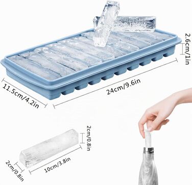Силіконова форма для льоду LessMo з кришкою, BPA-free, LFGB сертифікована, 10 відсіків (2 шт, синій) для коктейлів та віскі