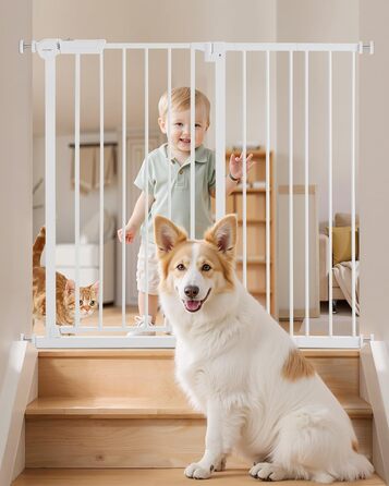 Безпечне ворітце для дітей та домашніх тварин VEVOR: регульована ширина (750-), захист від сходів, відкривається однією рукою, для сходів та дверей, білий, 101,6 см