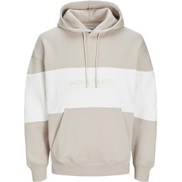 Світшот Jack & Jones Jjelegacy Blocking з капюшоном Noos, розмір 4XL, колір Moonbeam