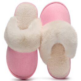 Зимові домашні капці унісекс з ефектом пам'яті (Memory Foam), м'які плюшеві та протиковзкі тапочки для дому та вулиці, рожеві, розмір 38.5/40 EU