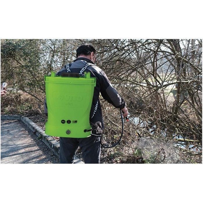 Vito Battery-Powered Sprayer, 12 V, 16 l, up to 6 bar, max. battery life 4 h, charger included, for plants, gardens, and roofs.