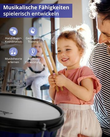 XDrum Junior KIDS барабанна установка для дітей 3-5 років - комплект зі стільчиком, паличками та ключем - блакитна