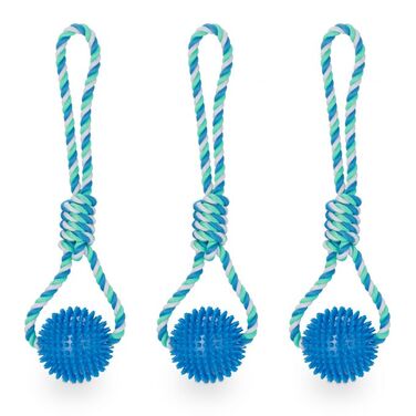 Relaxdays Dog Toy Ball with Rope, 3-Piece Set