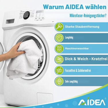 Серветки з мікрофібри AIDEA для прибирання, вікон та посуду, 30x30 см, 100 шт (8 білих)