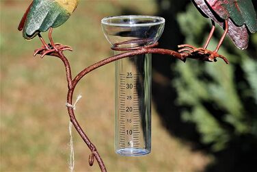 Unknown RAIN GAUGE Rabe - Real Glass, Metal - Garden Stake/Rain Gauge - Colorful - 136 cm tall