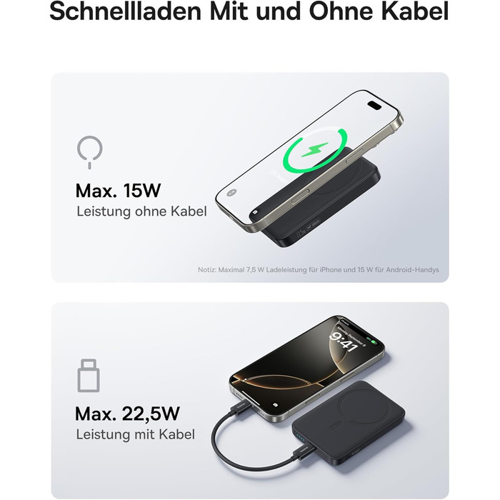 Power Bank Baseus Enerfill MagSafe 10000mAh 22.5W Чорний - Бездротова зарядка MagSafe для iPhone