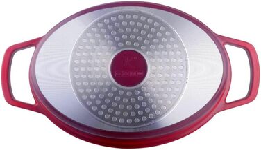 Kamberg 0008191 – Schmortopf 30 cm diameter, oval, red flambé – Aluminum casting – Stone-look coating – Suitable for all types of cooktops, including induction – PFOA-free, aluminum