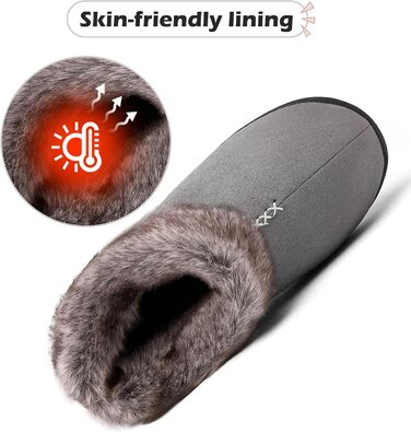 Жіночі теплі халапи з антиковзкою підошвою Mishansha, халапи з меморі-піною, плюшеві тапочки, розмір 36-43 EU (40 EU, сіре хутро)