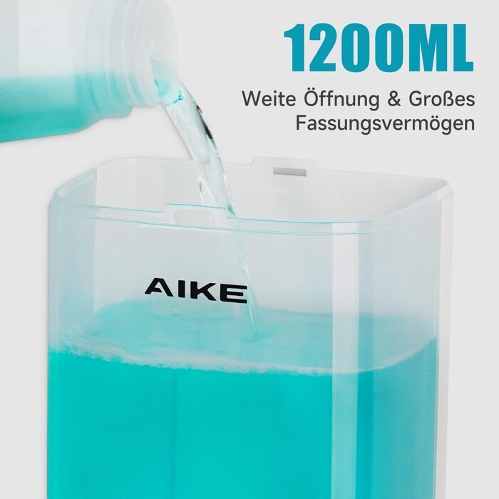 Дозатор мила рідкого AIKE для офісу, промислових приміщень та ванної кімнати, 1200 мл, настінний, з замком, прозорий індикатор
