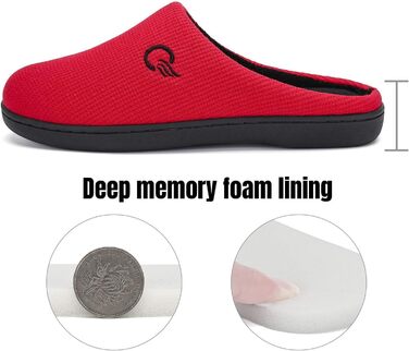 Тапочки Mishansha для дому чоловічі та жіночі зимові, зручні, з пам'яттю, розмір 36-47, червоні