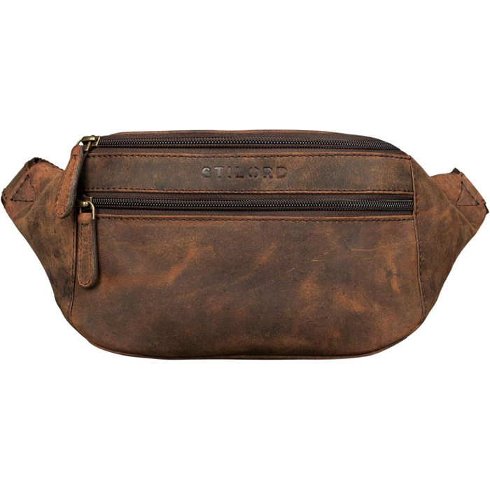 STILORD 'Marian' поясна сумка з натуральної шкіри вінтаж для чоловіків/жінок - бананка/грудна сумка для телефону, косметики, камери, подорожей, вечірок, концертів, фестивалів, колір коньяк, глянцева (Colorado - коричнева)