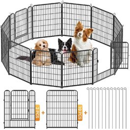 Вольєр для цуценят, ігровий майданчик, вольєр для цуценят з дверцятами та засувом, огорожа для тварин, загородка для собак, вольєр для кроликів, металеві з'єднання, 65 x 80 см (8 секцій)