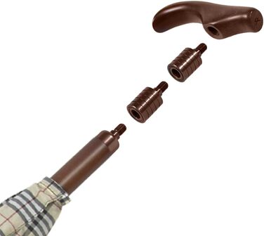 iX-brella Standing Umbrella, Height Adjustable with Wooden Handle - Beige Checkered