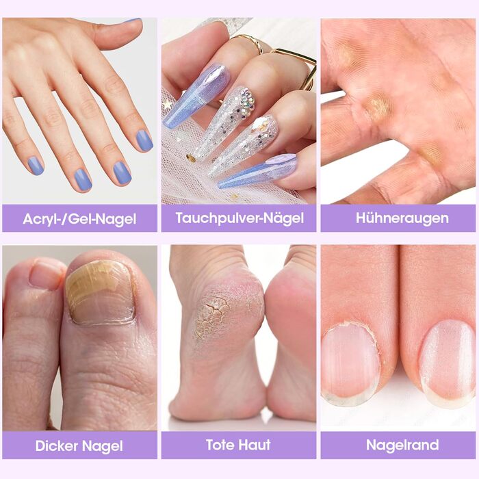 Електричний фрезер для нігтів 11 в 1, професійний, для гель та акрил, регулювання швидкості, манікюр та педикюр, фіолетовий