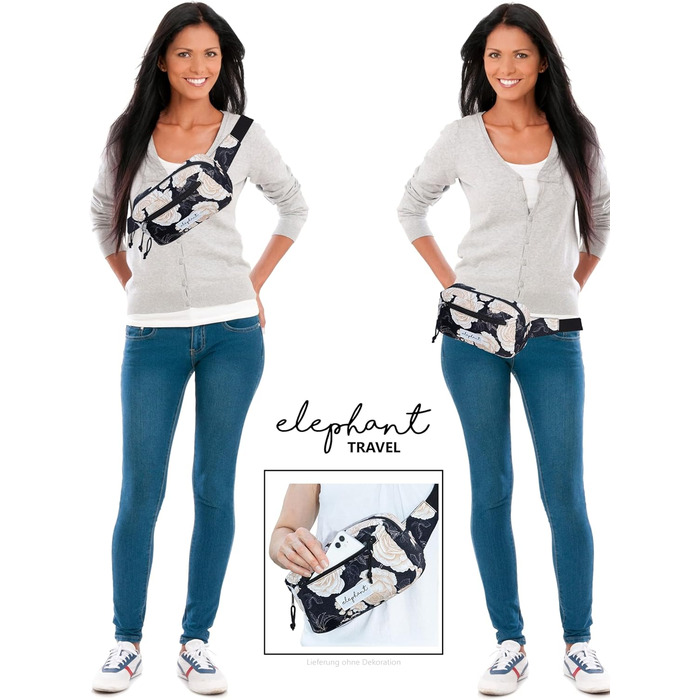 Сумка на пояс (фенні-пак) для жінок та чоловіків, велика, чорна з квітковим принтом, 13021