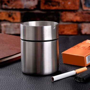 Попільничка Geoyien з нержавіючої сталі для вулиці, авто, саду, офісу – велика, срібна