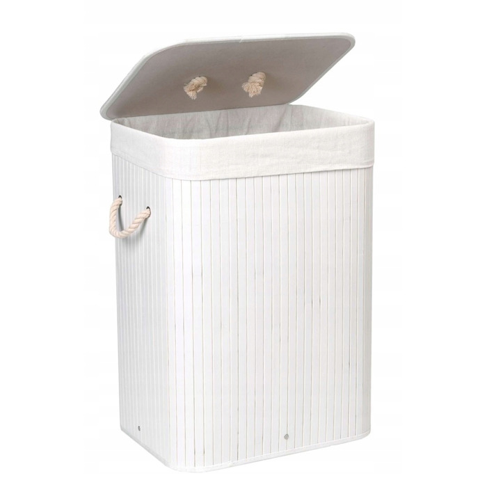 Кошик для білизни та одягу з кришкою, 80 л, 1 секція, білий