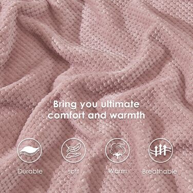 Плюшевий плед Sherpa Sochow: теплий, м'який, двосторонній (220 x 240 см, сіро-рожевий)