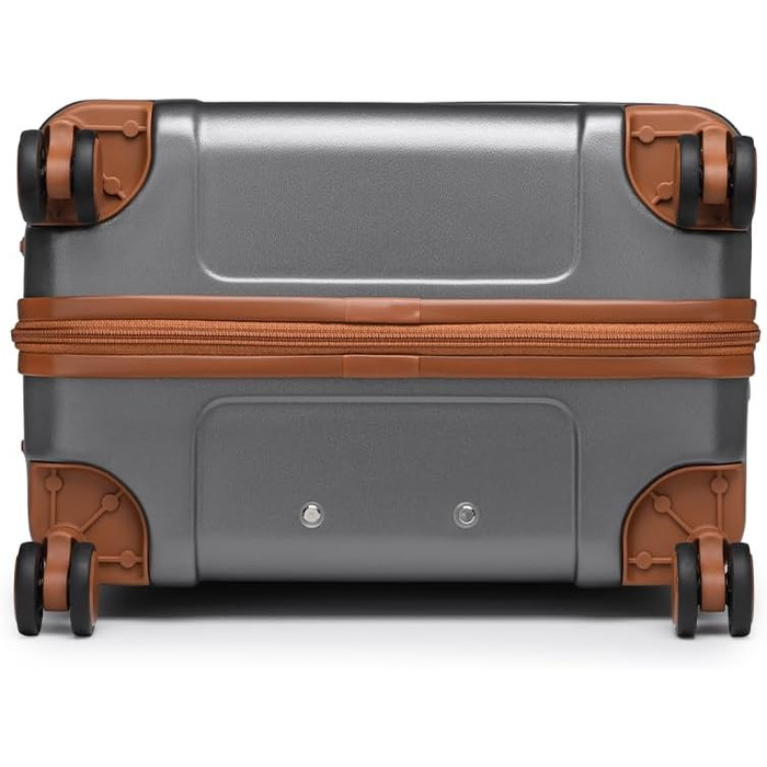 Чемодан British Traveller з ABS+PC корпусом, 54x36.5x21.5 см, білий (сірий, L)