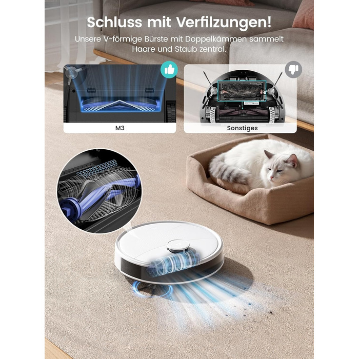 Робот-пилосос LEFANT M320 3-в-1 з функцією миття, 6000Pa, навігація, 800мл, 240хв, Wi-Fi, для тварин, килимів