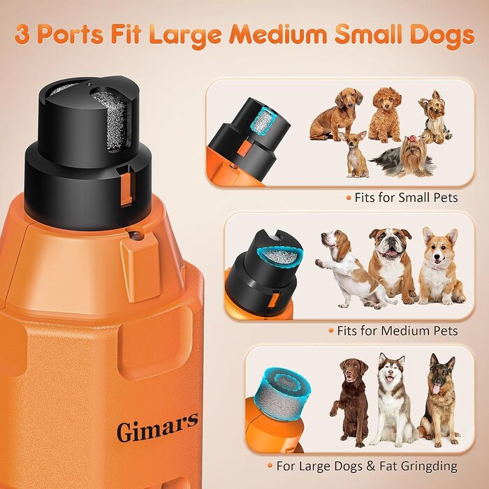 Шліфувальник для собак Gimars 6-ступінчатий з LED-підсвіткою, 12000RPM, тихий, USB, для великих, середніх та малих собак та котів, помаранчевий/червоний (Sunset Chevron)