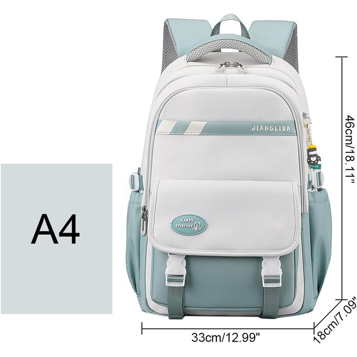 Сумка для книг SellerFun для підлітків, дівчаток, на школу, роботу, подорожі та спорт (27 літрів, сіро-блакитна)
