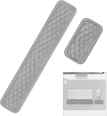 Підставка для зап'ястя Giecy для клавіатури та миші, Memory Foam, ергономічна, з антиковзаючою основою, для офісу, ноутбука, геймінгу (білий/сірий)