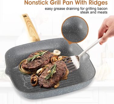 Набір посуду для індукційної плити 30 предметів синьо-сірого кольору з гранітним покриттям, антипригарні каструлі та сковороди