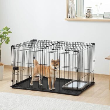 Клітка-вольєр для собак, котів та кроликів Iris Ohyama, 1.7 м², 8 панелей, WPC-24, чорний, з колесами