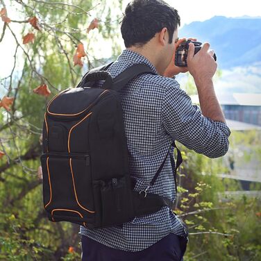 Рюкзак для камери USA Gear DSLR з антишоковою захистом, відділенням для ноутбука 43,18 см, водонепроникним чохлом та кріпленням для штатива (Оранжевий)