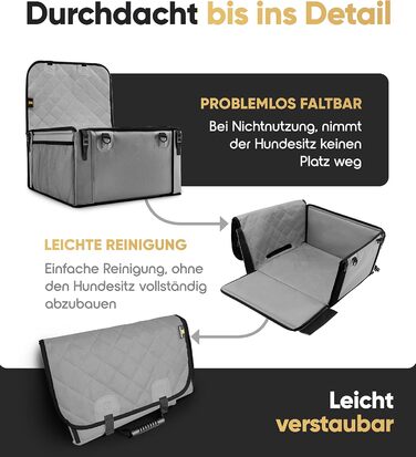 Extra Stable Dog Car Seat - Reinforced Walls & 5 Straps - Waterproof Dog Car Seat for Rear & Front Seat (Standard Size)