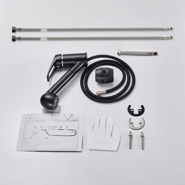 Висувна кухонна змішувач BONADE з двома виходами для води, поворотна на 360°, чорний