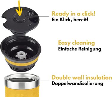 Термокружка Milu для кави з собою 370 мл, 450 мл, з нержавіючої сталі, подвійні стінки, ізоляція, без витоку, автокружка, термокружка, travel mug (Mango, 370 мл)