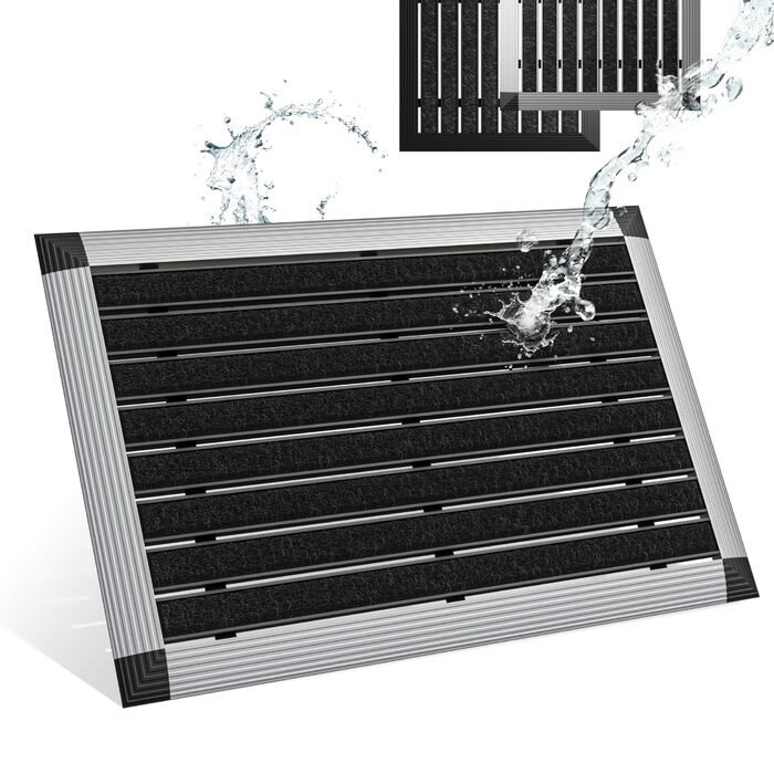 Килимок для дому та вулиці 40x60 см, алюмінієвий каркас срібного кольору, Polypropylene волокна