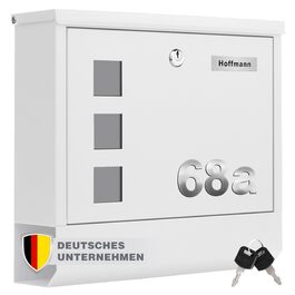 Поштовий ящик Zedelmaier Anthrazit RAL 7016 з газетницею та індивідуальним табличкою з нержавіючої сталі та 3D номером будинку, сучасний, стійкий до погодних умов, подвійне порошкове покриття