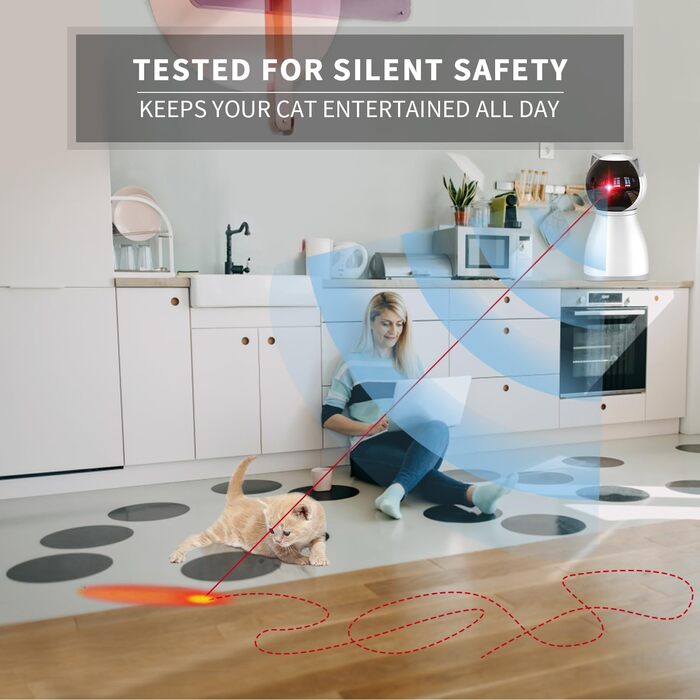 Cat toy, with real random trajectory, motion-activated rechargeable automatic cat laser toy, interactive cat toy for cats/kittens/dogs