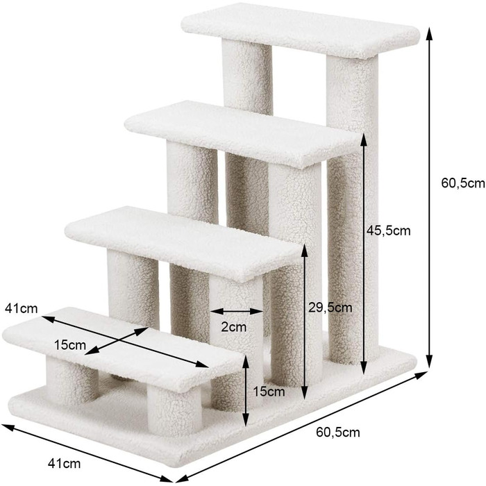 Сходинка для котів та собак GOPLUS - Кліматичний комплекс з драбиною, котячий будиночок, когтеточка (білий)