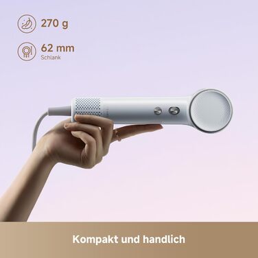 Фен DREAME Hair: Швидке сушіння, 110 000 обертів/хв, іонізація, регулювання температури та потужності, насадка-дифузор, тиха робота, білий (блакитний, міні)