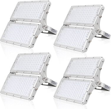 Ankishi LED Floodlight Outdoor, IP65 Waterproof, Super Bright 6500K Cool White Outdoor Light 30000LM Outdoor Floodlight Spotlight for Sports Field, Garage, Garden, Backyard (Cool White, 4 PACK 200W)
