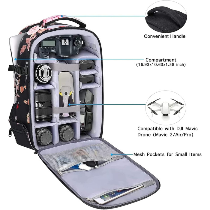Рюкзак для камери MOSISO: DSLR, SLR, беззеркальні фотоапарати, дрони DJI Mavic, ноутбук, водонепроникний, з тримачем для штатива, чорний