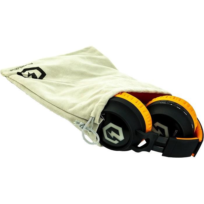 Дитячі навушники PowerLocus Bluetooth Over-Ear з LED-підсвіткою та обмеженням гучності 85dB. Бездротові та провідні, з мікрофоном для телефону, планшета, ПК, ТВ (Помаранчеві)