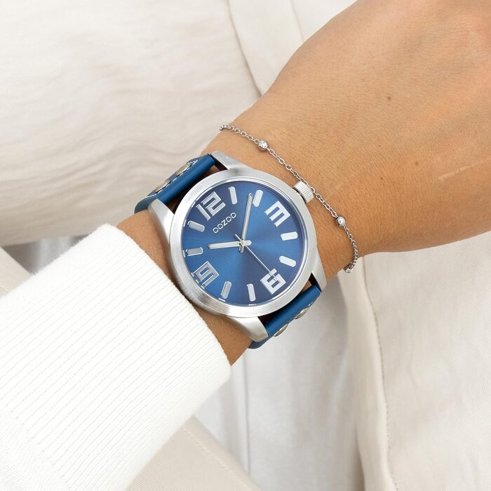Жіночий наручний годинник Oozoo Timepieces з шкіряним ремінцем, аналоговий, круглий циферблат (колір: Petrol)